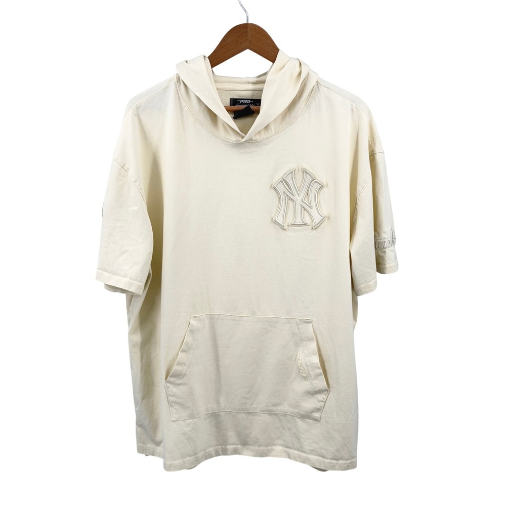 Pro Standard NY Yankees Hoodie Mens XL Cream Short Sleeve Luxury Athletic MLB